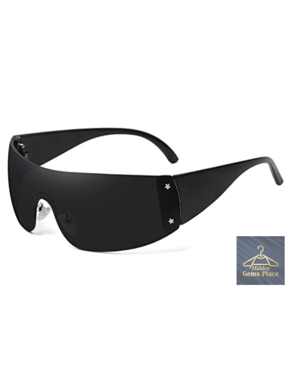 Rimless Oversized Wrap Around Sunglasses UV400 Protective Y2K Style Shield